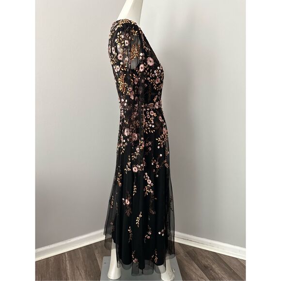 MAC DUGGAL FLORAL EMBROIDERED A-LINE COCKTAIL DRESS - Picture 9 of 10